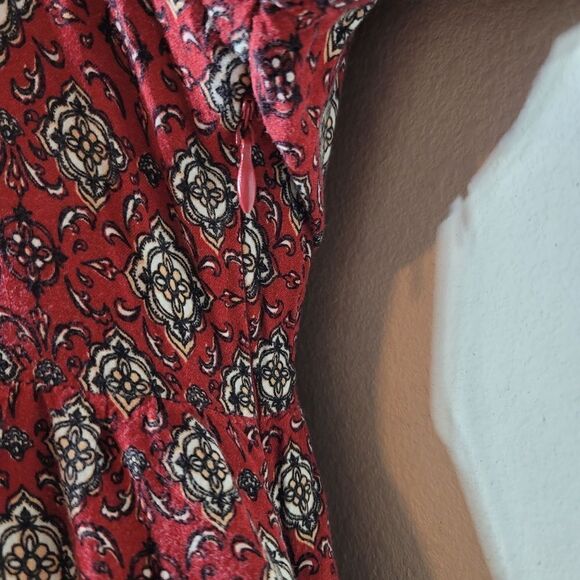 Forever 21 Red Boho Long Sleeve Tunic Dress W/ Tassels - Picture 7 of 8